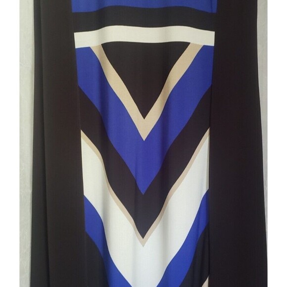 Studio One Maxi Dress Size XS Color Block Striped Blue Black Tan Stretchy - Picture 5 of 12